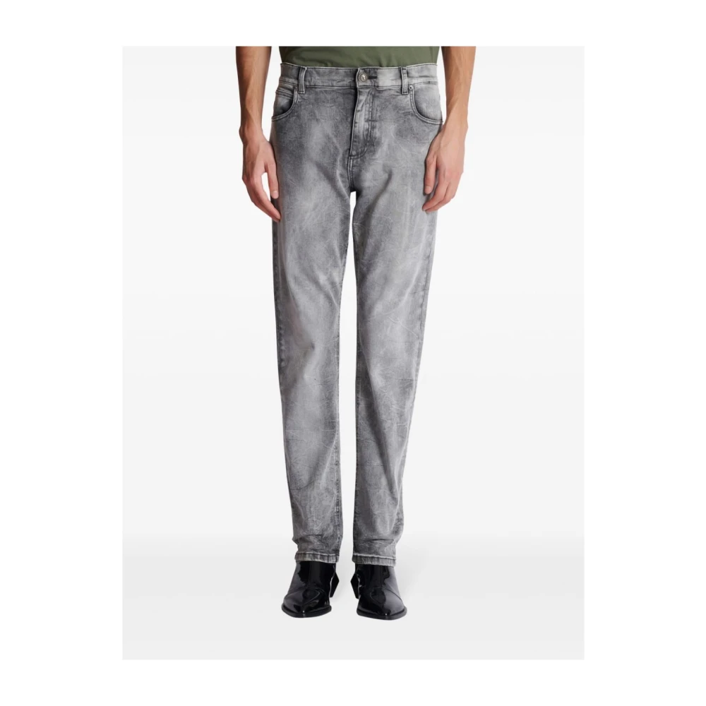 Balmain Klassieke Lion Head Jeans Grijs Gray Heren