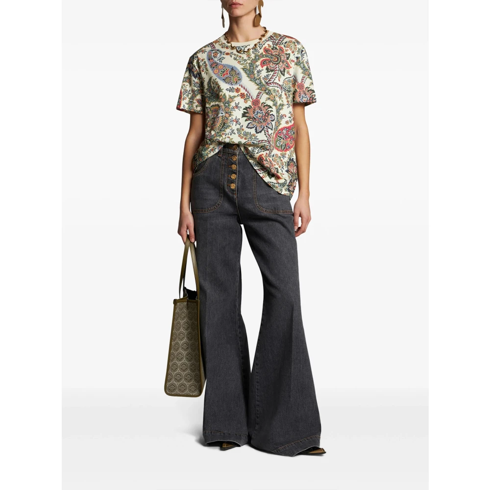 ETRO Bloemen Paisley Print Katoenen T-shirt Multicolor Dames