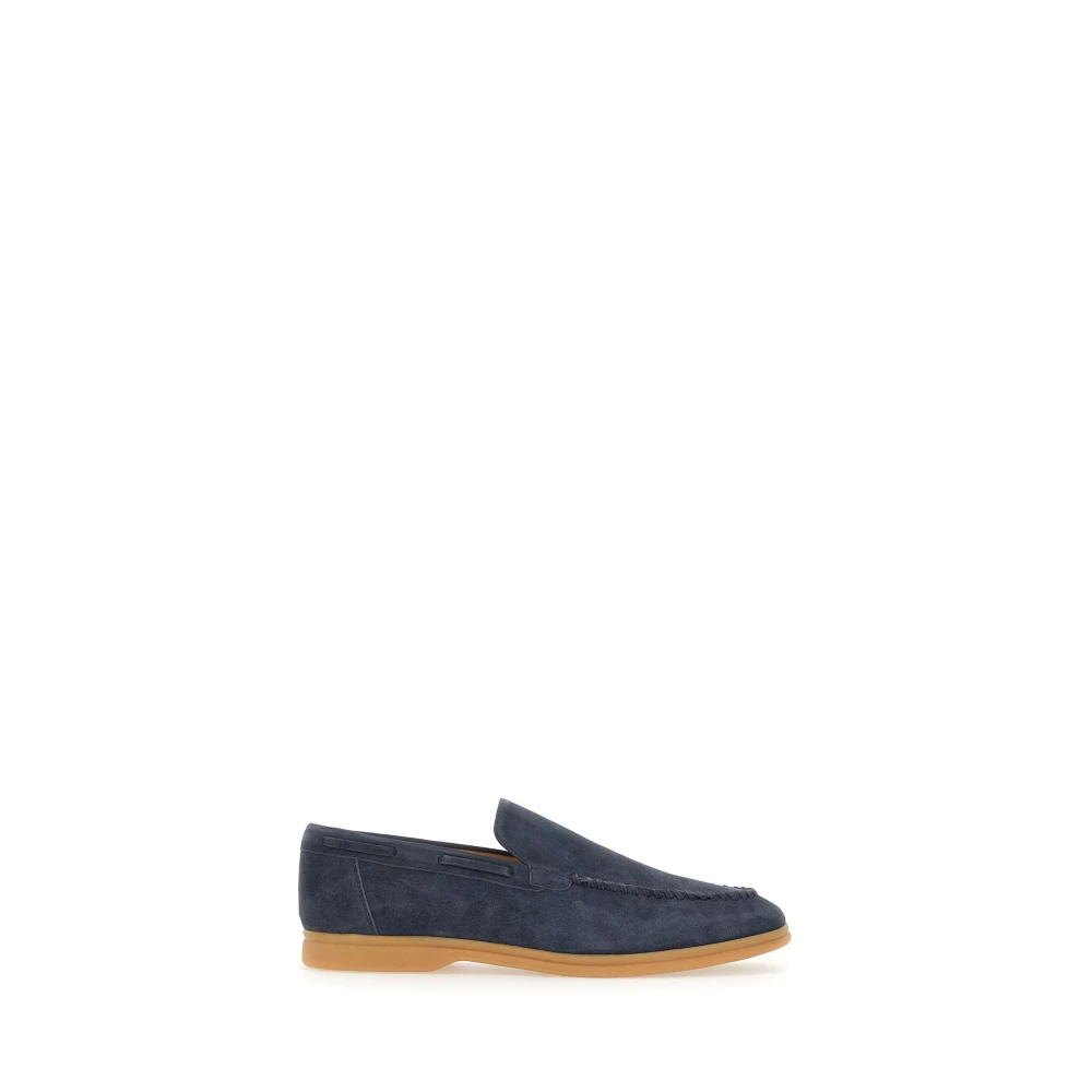 Eleventy Men's Blue Loafers, 7 Uk, Suede Loafer