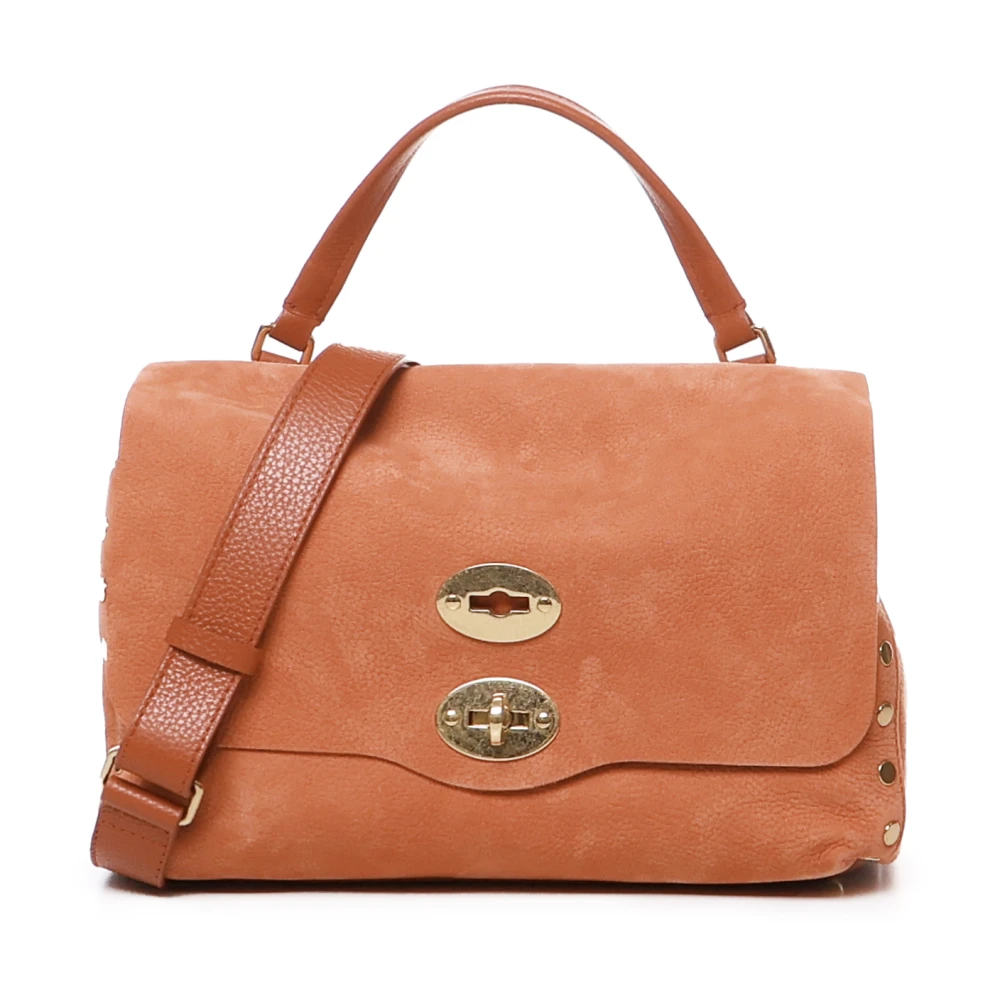Zanellato Oranje Leren Schoudertas Twist Lock Orange Dames