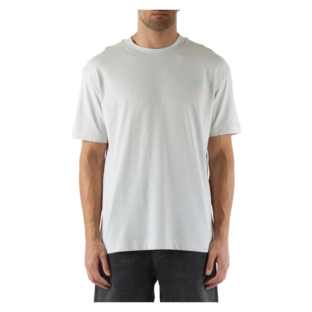 Calvin Klein Jeans T-shirt met reliëflogo van katoen Gray Heren