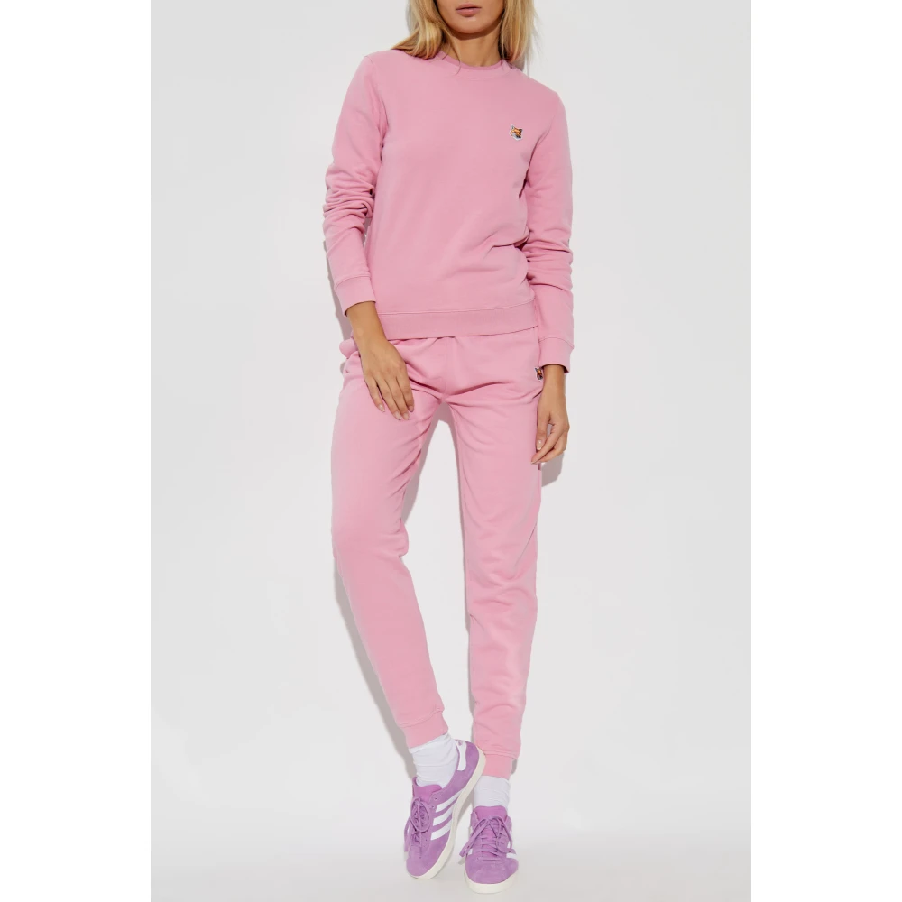 Maison Kitsuné Sweatshirt met Logo Patch Pink Dames