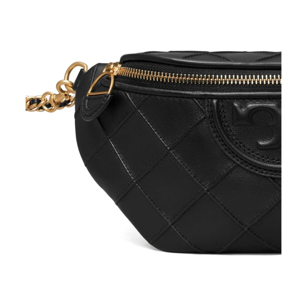 TORY BURCH Zwarte leren heuptas met diamantpatroon Black Dames