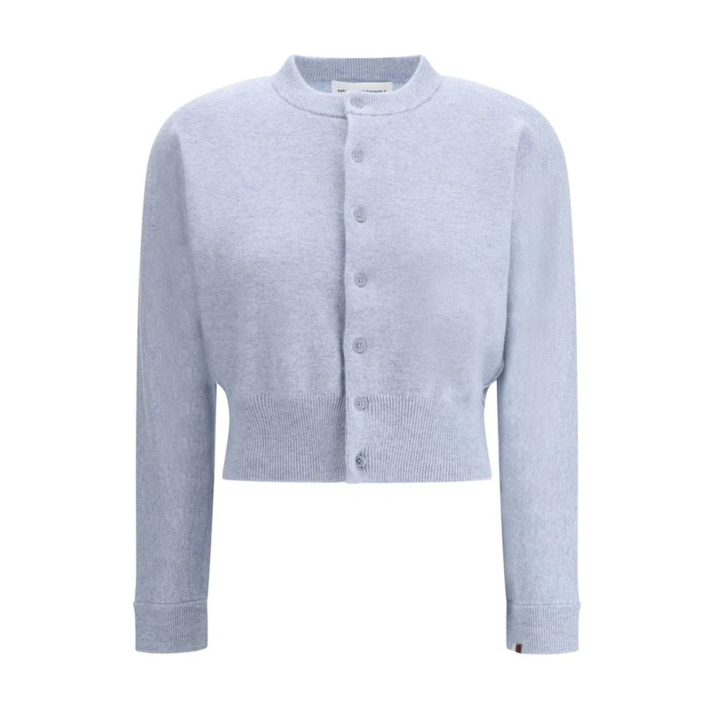 Extreme Cashmere Räfflad Cashmere Cardigan med Ton-i-Ton Knappar Blue, Dam