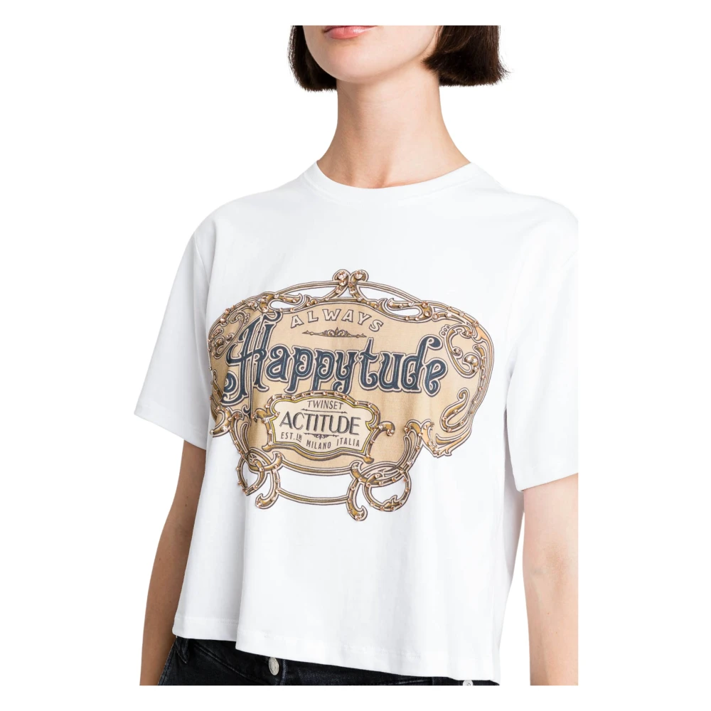 Twinset Witte T-shirts en Polos met Print White Dames