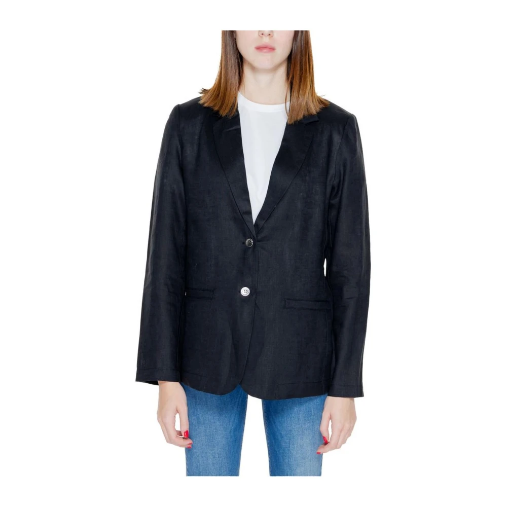 Street One Linnen Blazer Dames Jas Collectie Black Dames