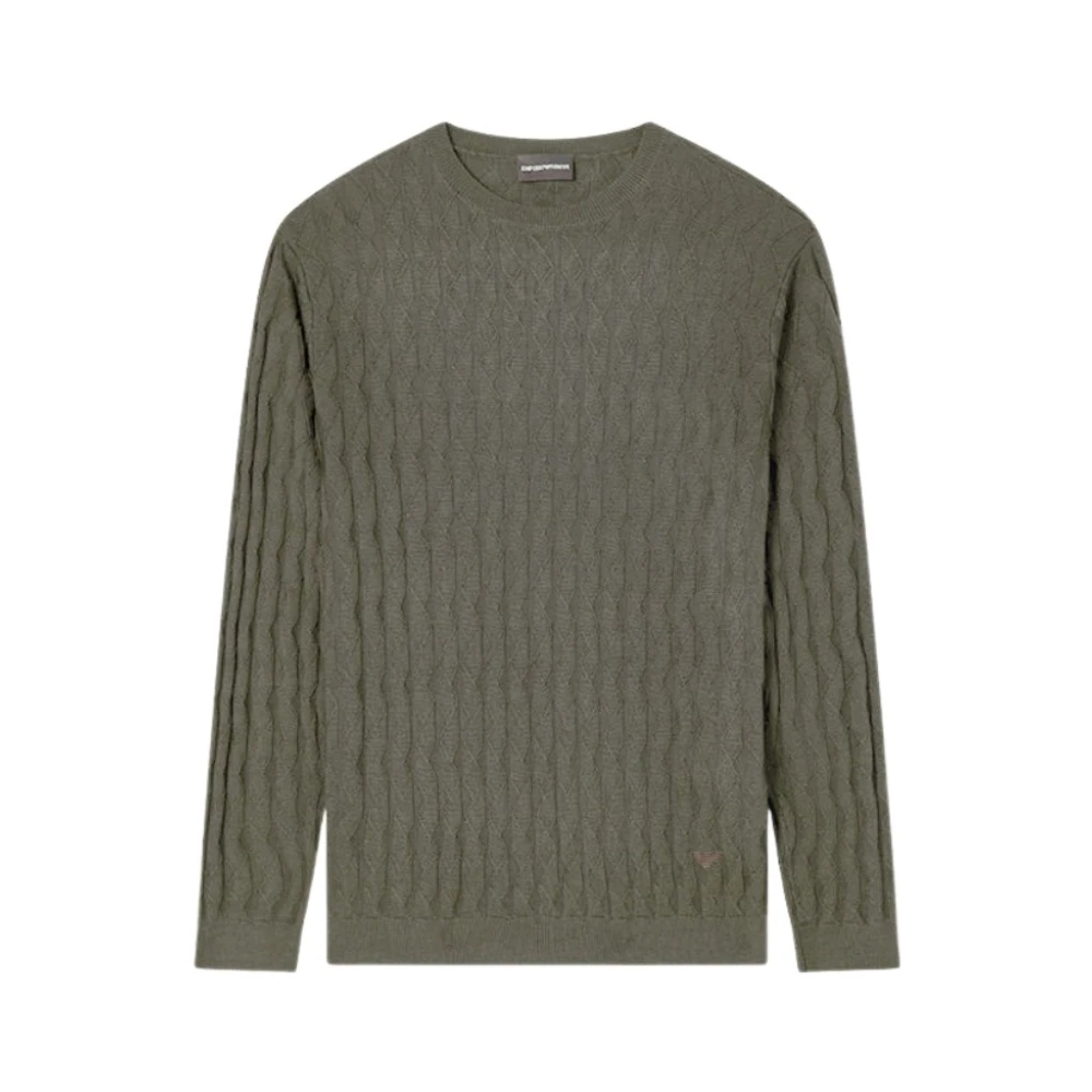 Emporio Armani Men's Green Round-Neck Knitwear, M, Asv Jumper