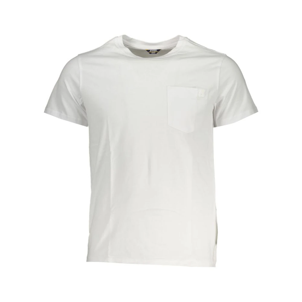 K-Way Men's White Elegant Cotton T-Shirt With Pocket Detail