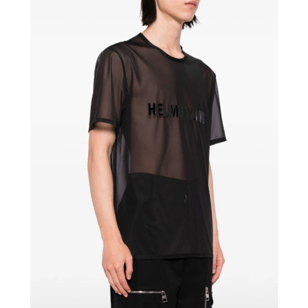 Helmut Lang Chiffon Zwart Logo Tee Black Heren