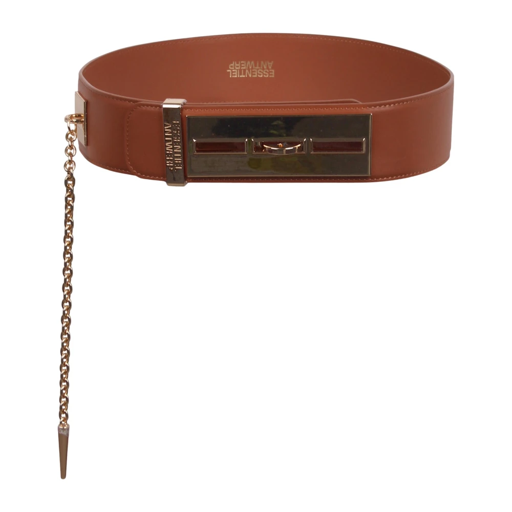 Essentiel Antwerp Bruin Leren Taille Riem met Gouden Gesp Brown Dames