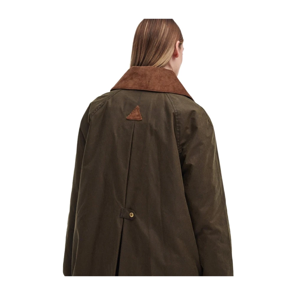 Barbour Groene gewaxte katoenen lange jas Green Dames