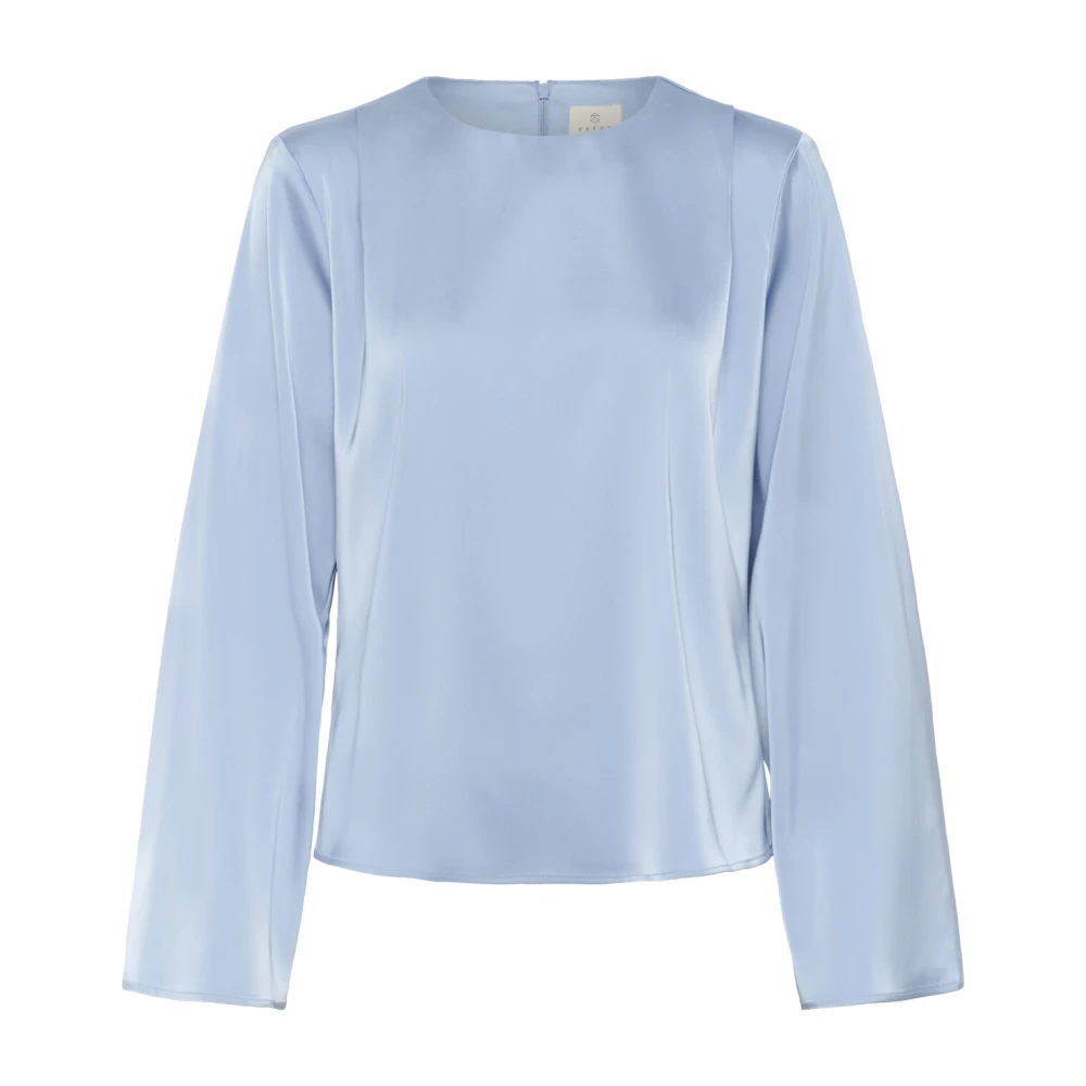 Kaffe Elegante Soft Chambray Blouse Blue Dames