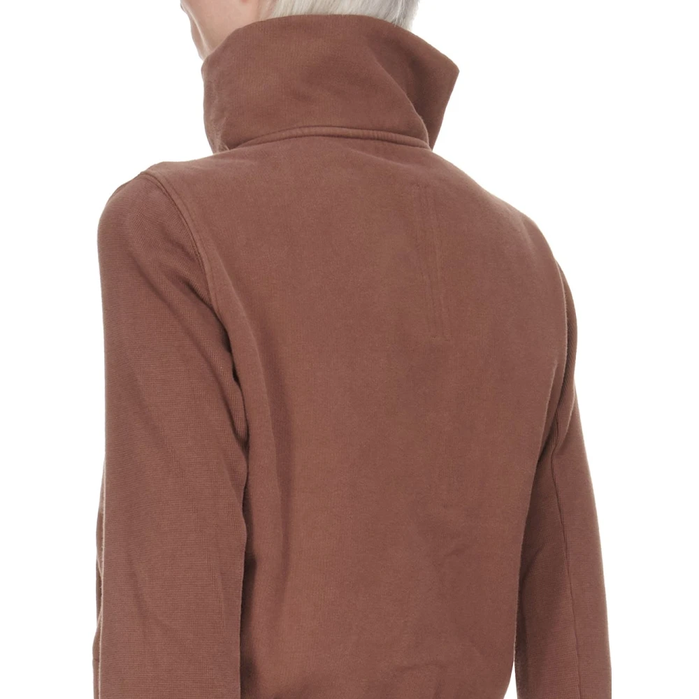 Rick Owens Funnel Neck Sweater met Rits Brown Dames