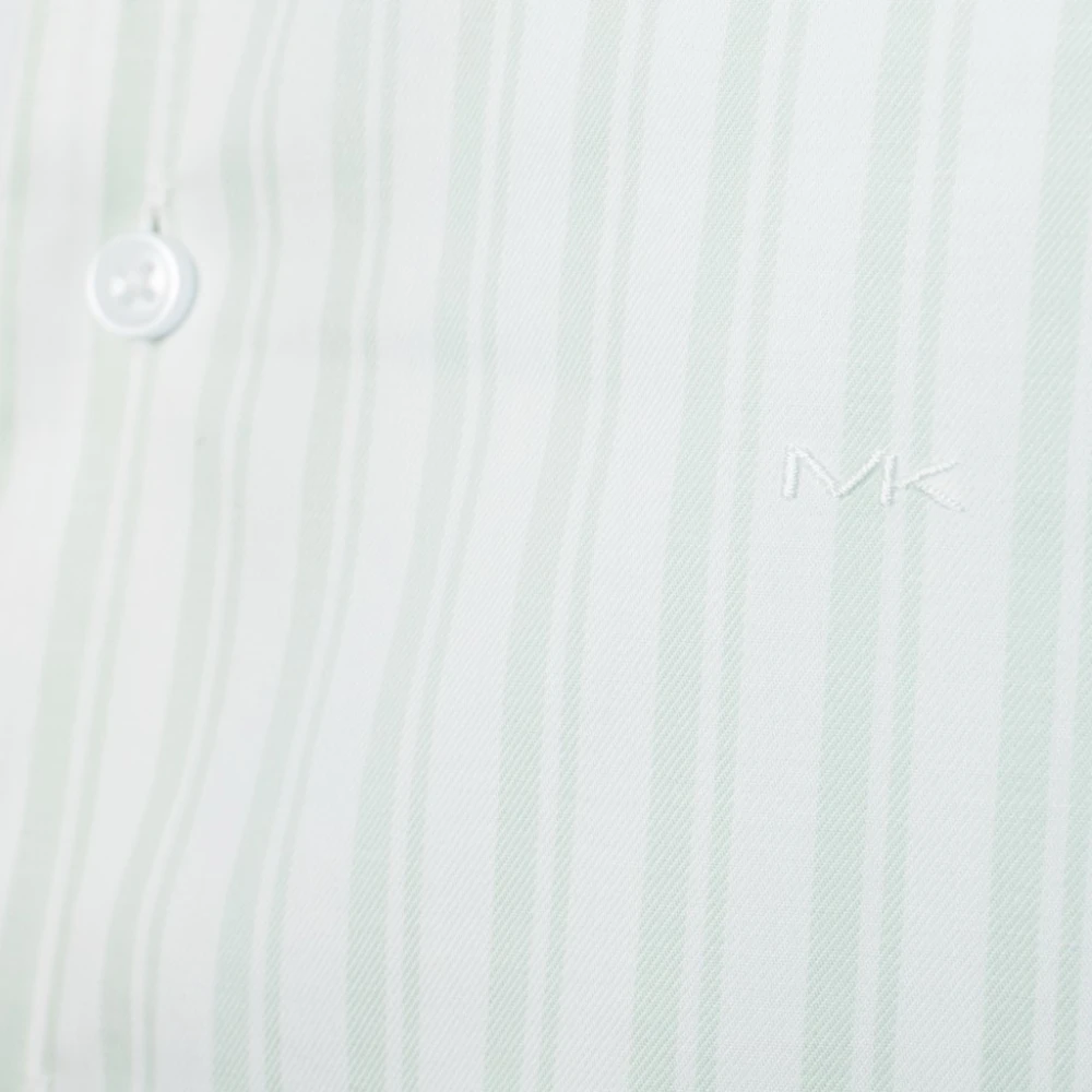 Michael Kors Gestreept Slim Fit Overhemd met Revers Kraag White Heren