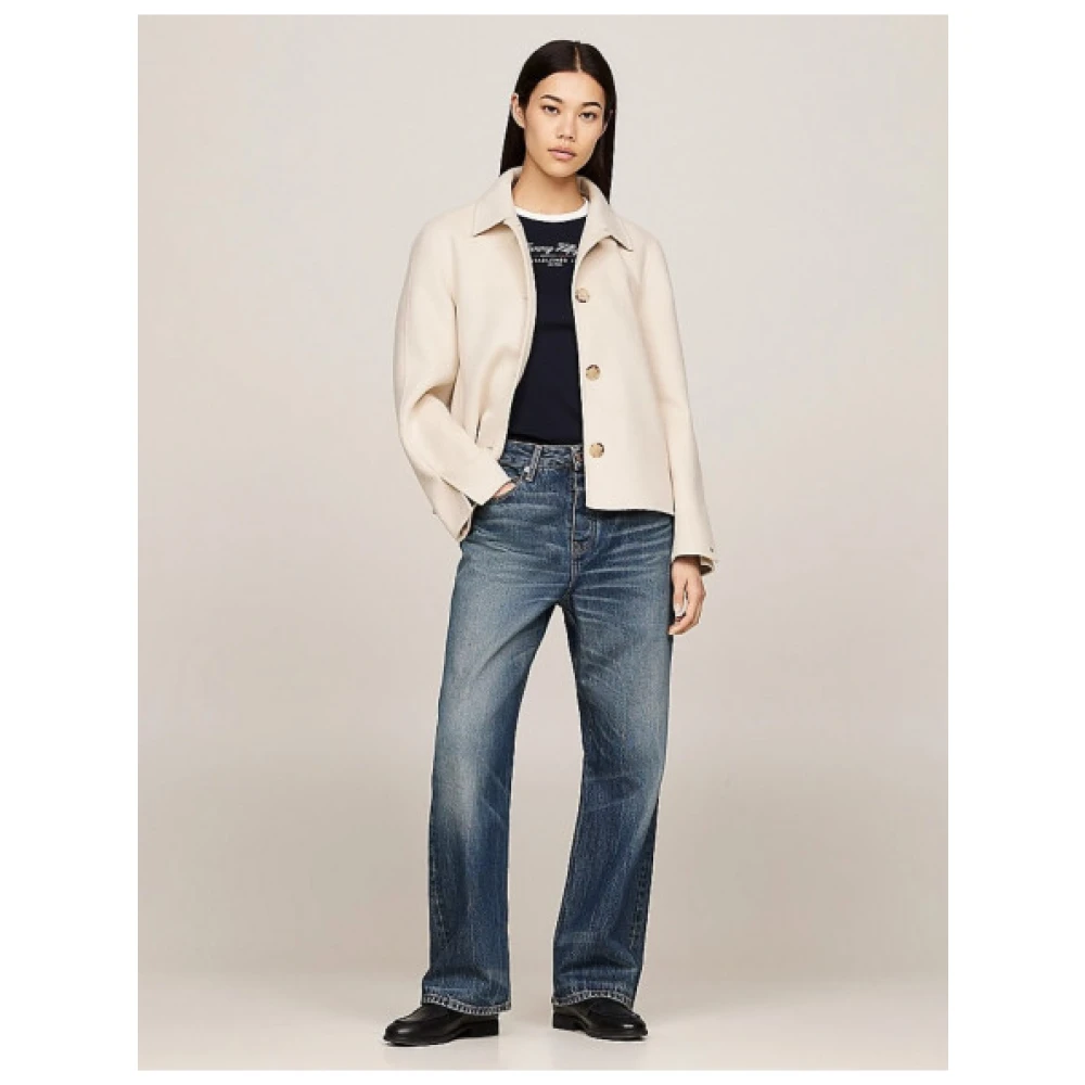 Tommy Hilfiger Korte wollen trenchcoat Beige Dames