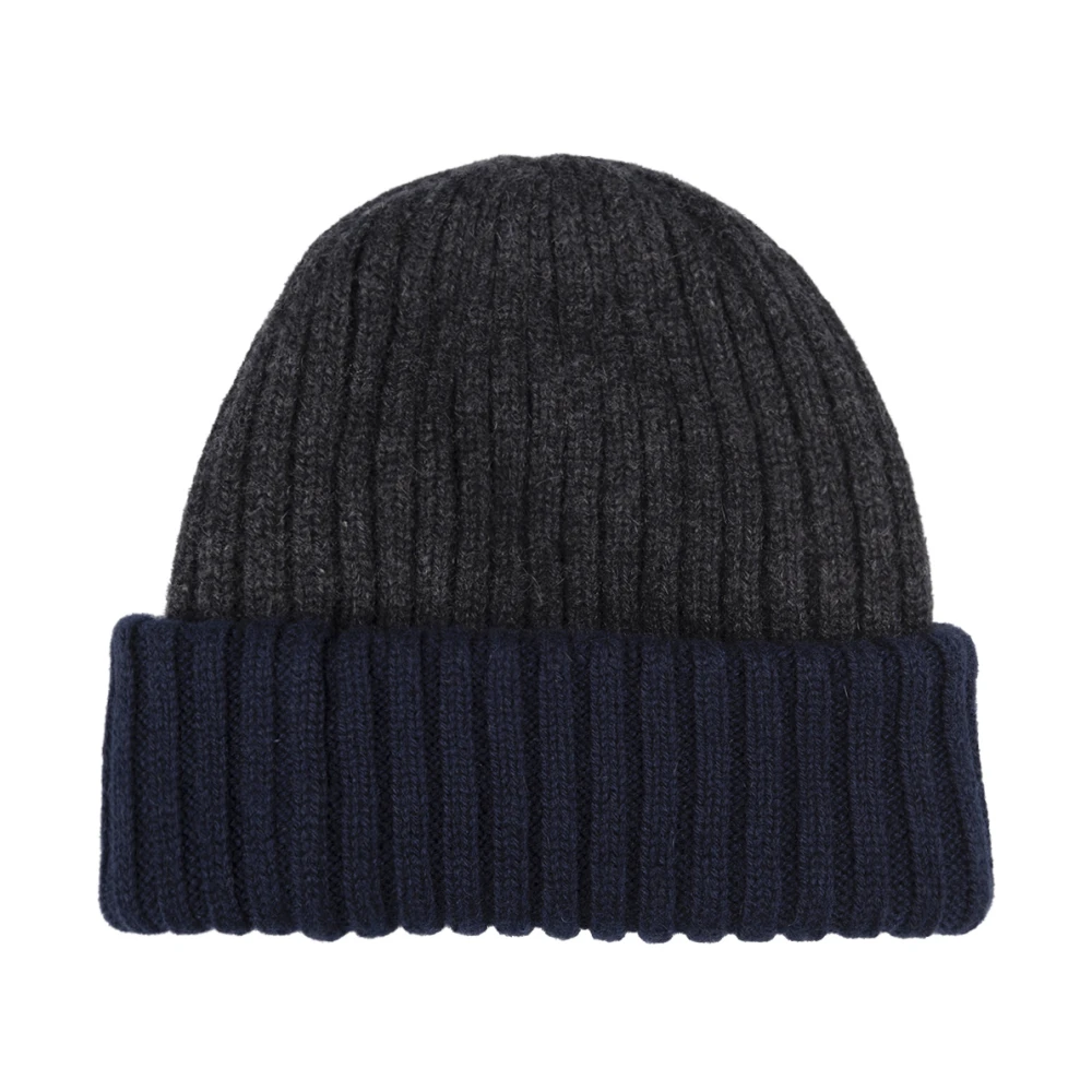 Fedeli Kasjmier Beanie Grijs Blauw Geribbeld Gray Heren