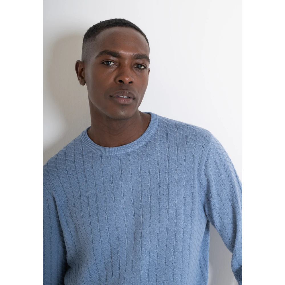 Antony Morato Geometrische Wollen Trui Blue Heren
