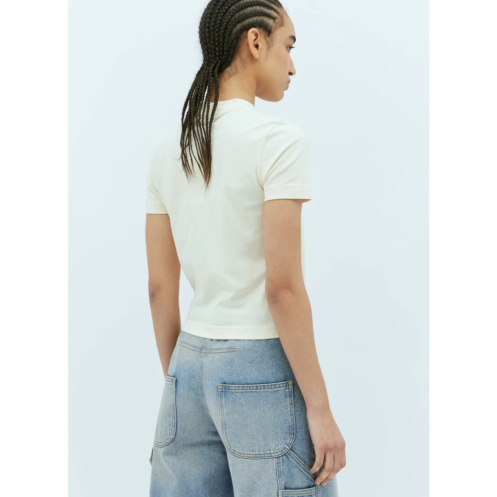 Jacquemus Katoenen Jersey Hoge Hals T-Shirt Beige Dames