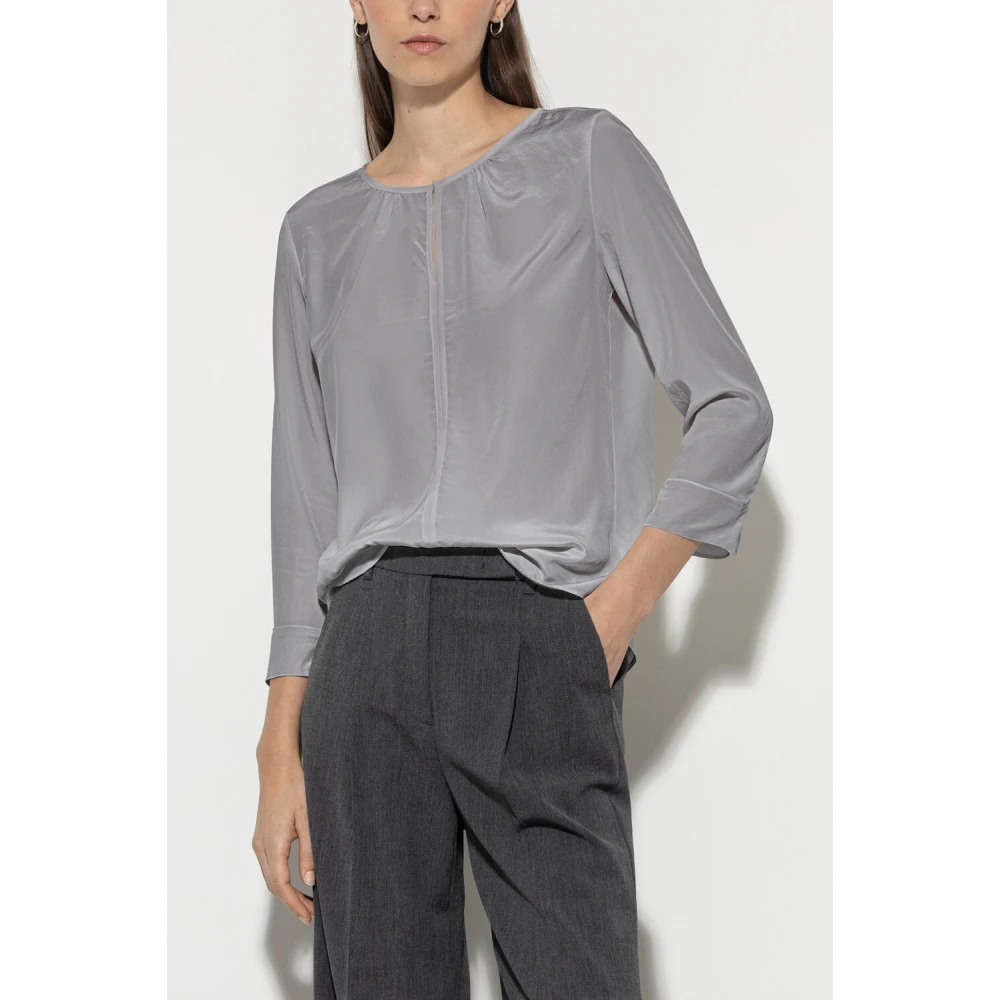 LUISA CERANO Soepel Blouseshirt met Ronde Hals Gray Dames