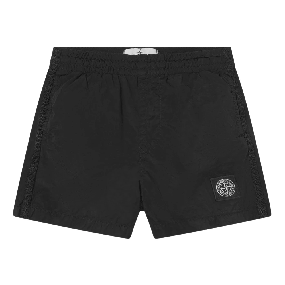 Stone Island Black Compass Logo Swim Shorts - Male - Kids Swimming Trunks - 4 Y - Kids