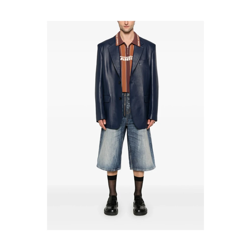 Martine Rose Indigo Blauwe Rits-Front Jeans Blue Heren