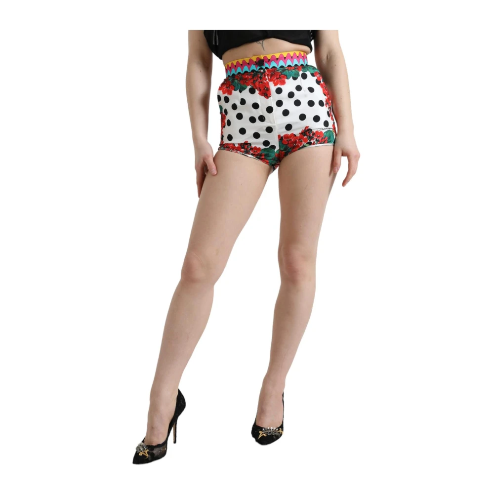 Dolce & Gabbana Women's Floral Polka Dot Silk Shorts