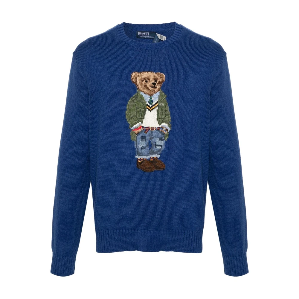 Ralph Lauren Blauwe Sweater met Polo Bear Motif Blue Heren