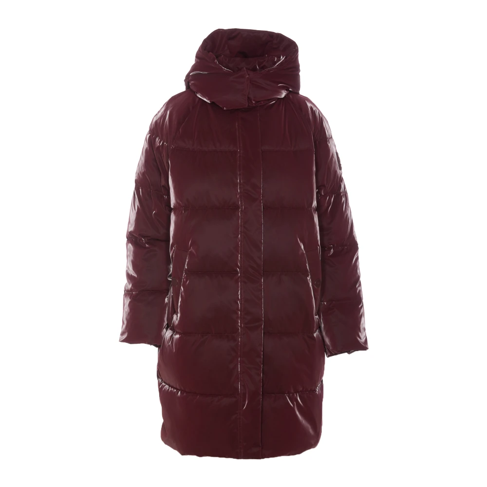 Elisabetta Franchi Bordeaux Gewatteerde Donsjas met Rits Red Dames