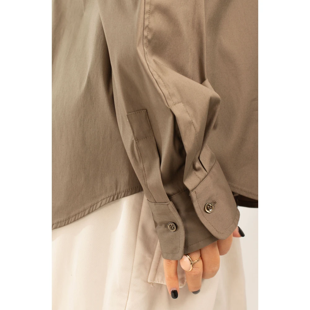 pinko Poplin Zakoverhemd in Corea Stijl Beige Dames