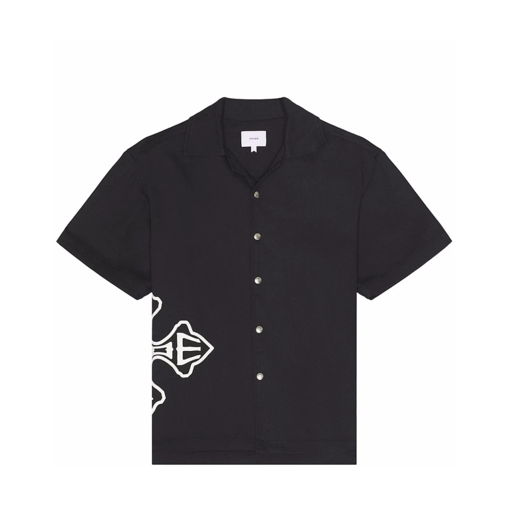 Rhude Cross Logo Snap Shirt Black, Herr