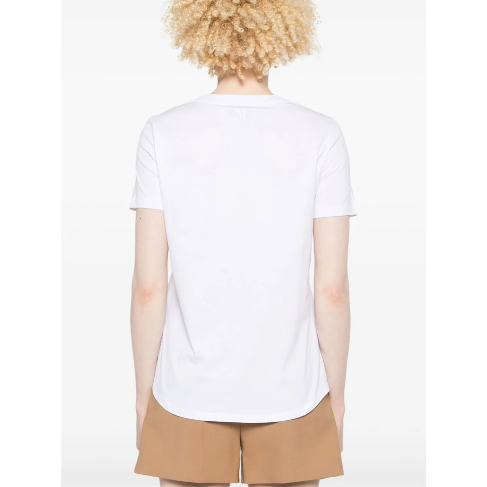 Max Mara Wit Geborduurd Logo Crew Neck T-shirt White Dames