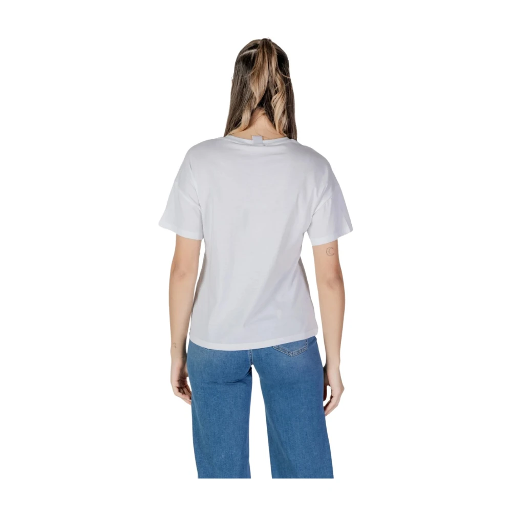 Liu Jo Witte V-hals T-shirt met studs Blue Dames