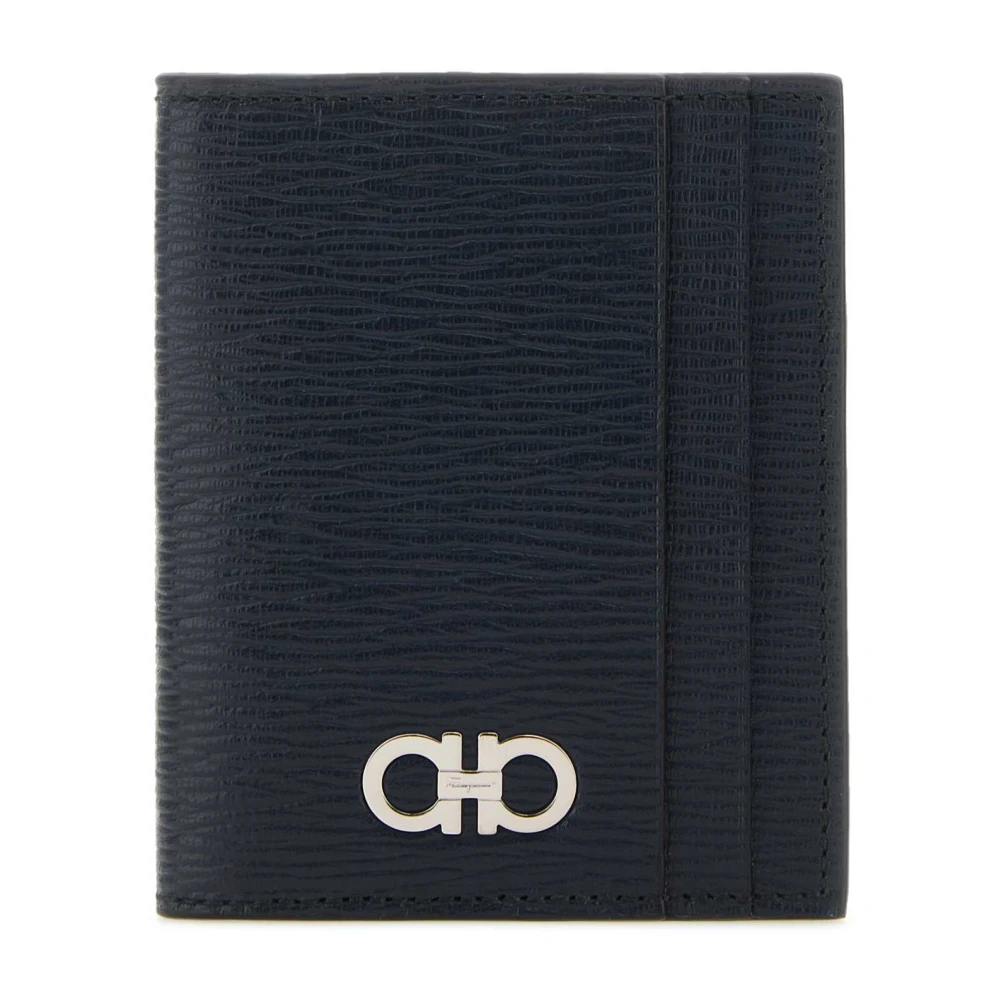 Salvatore Ferragamo Klassieke Zwarte Leren Kaarthouder Black Heren