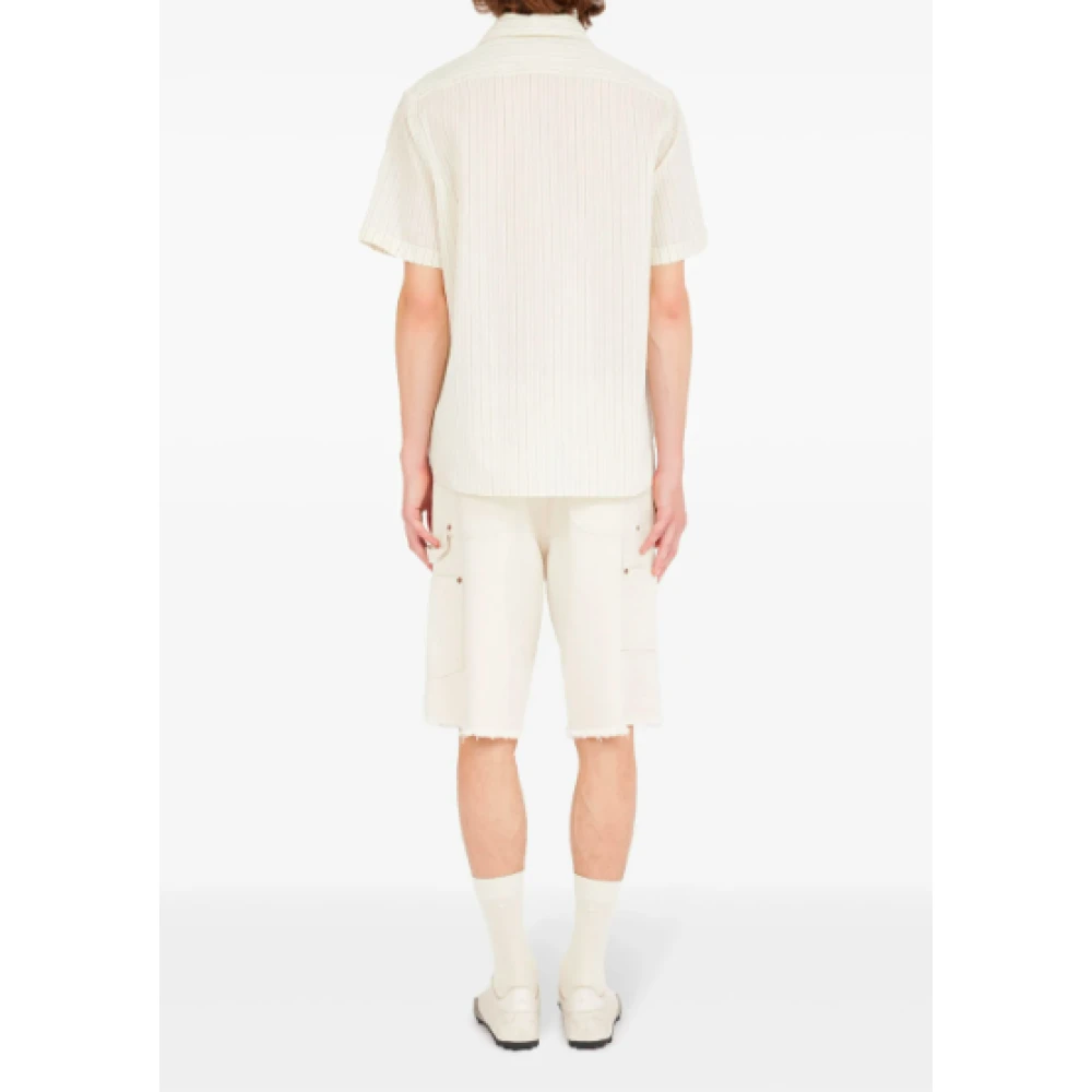 Maison Margiela Gestreept korte mouw overhemd White Heren