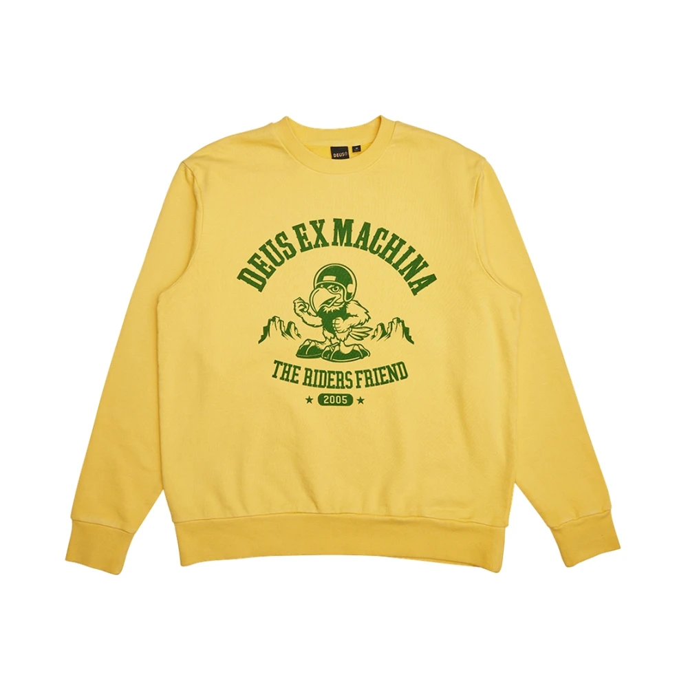 Deus Ex Machina Geel Groene Box Fit Crew Sweater Yellow Heren