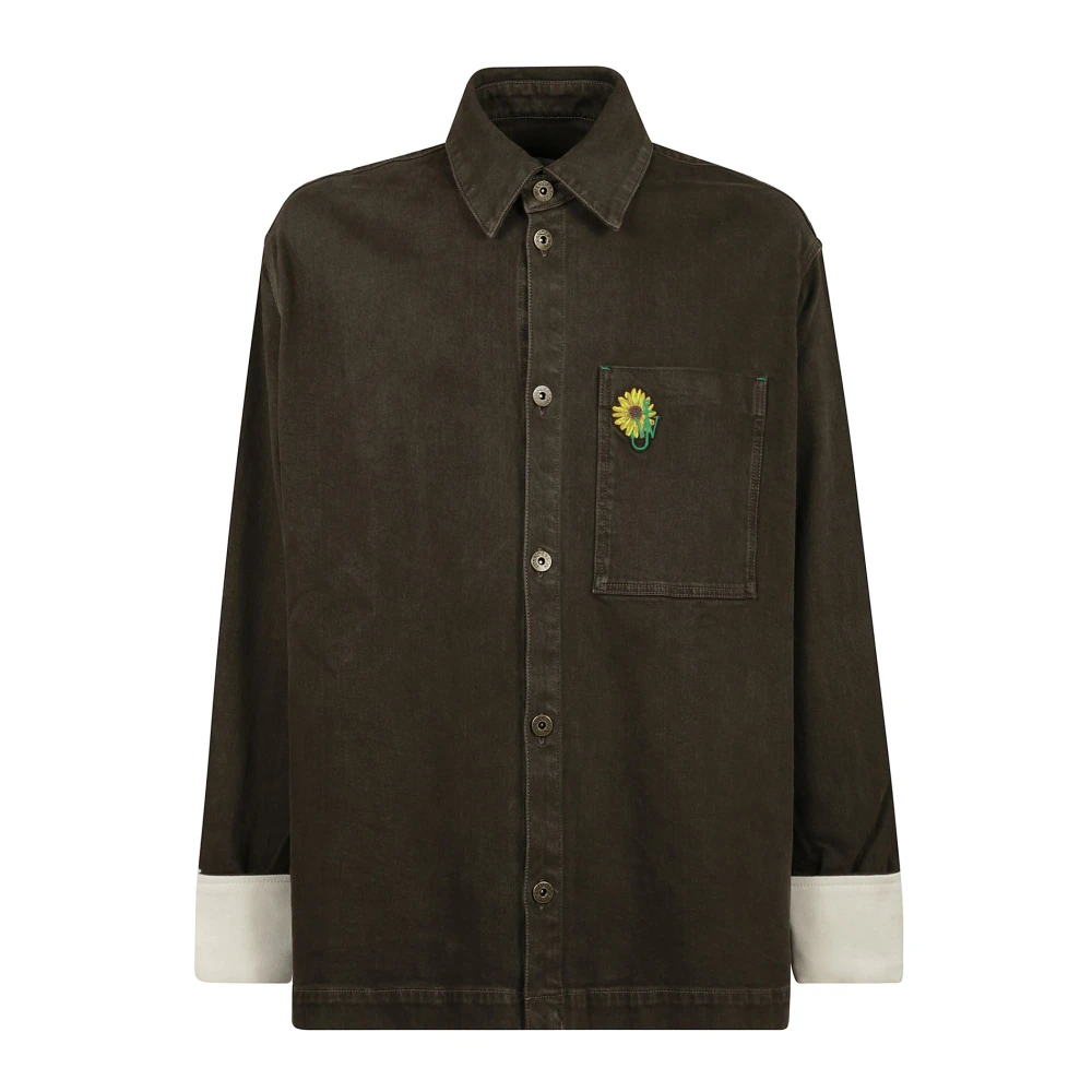 JW Anderson Oversized Shirt met Contrastmanchet Green Heren