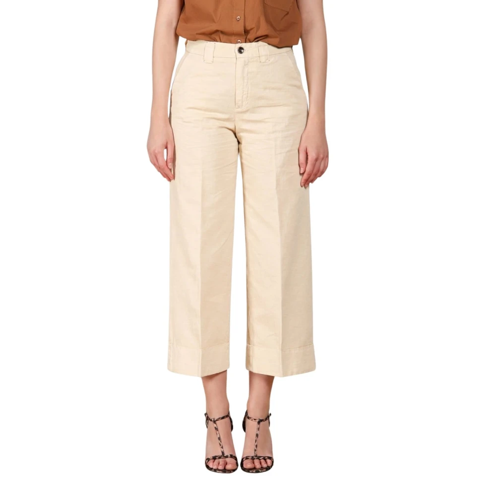 Mason's Vrouw Beige Broeken Dames, Xl, Katoen, New York Studio Cropped Chino Broeken