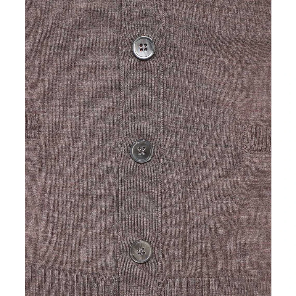 Thom Browne Wollen Cardigan met Tricolor Detail Brown Heren