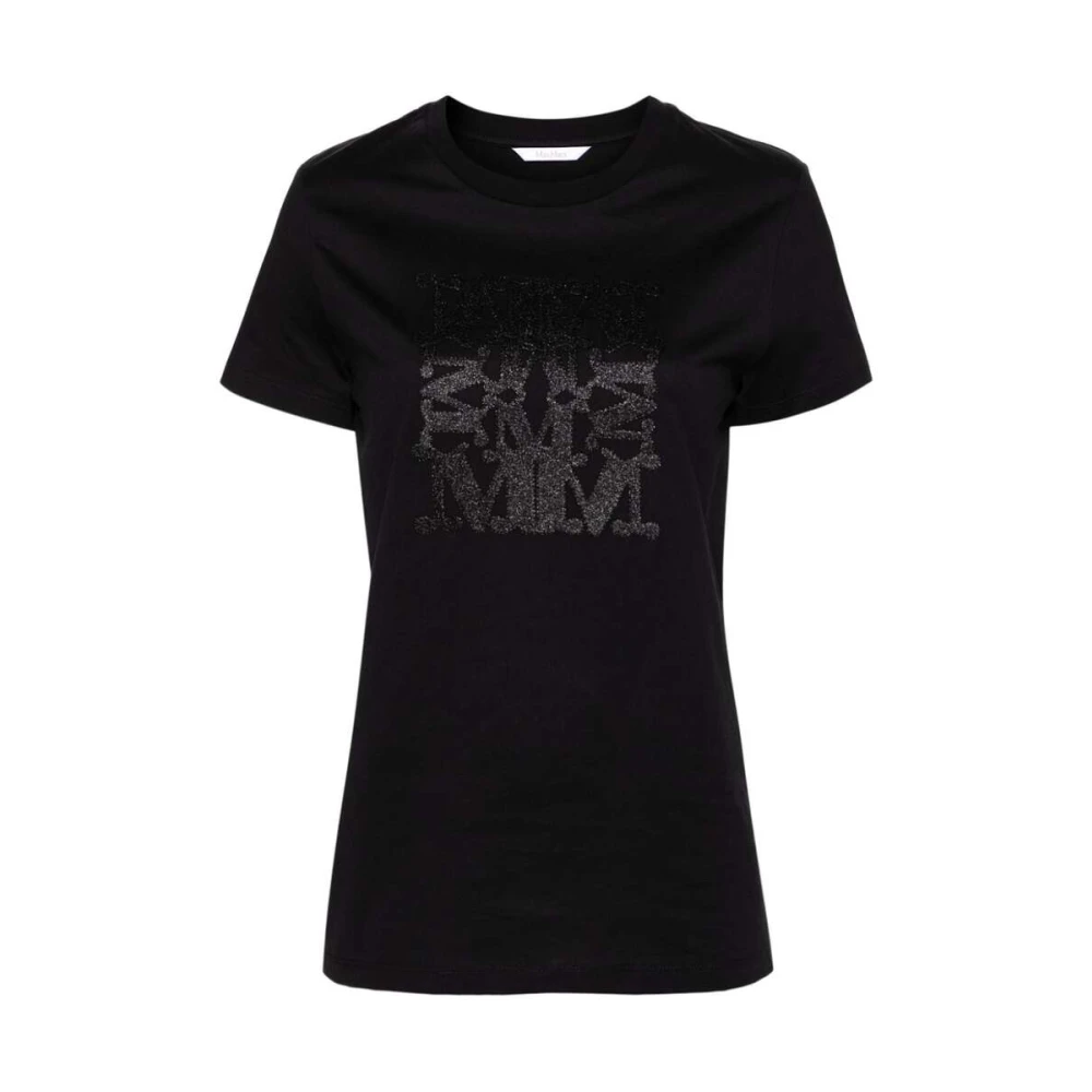 Max Mara Geborduurd Logo T-shirt Black Dames