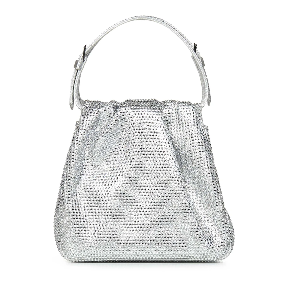 Amina Muaddi Elegante Zilveren Kristal Handtas Gray Dames