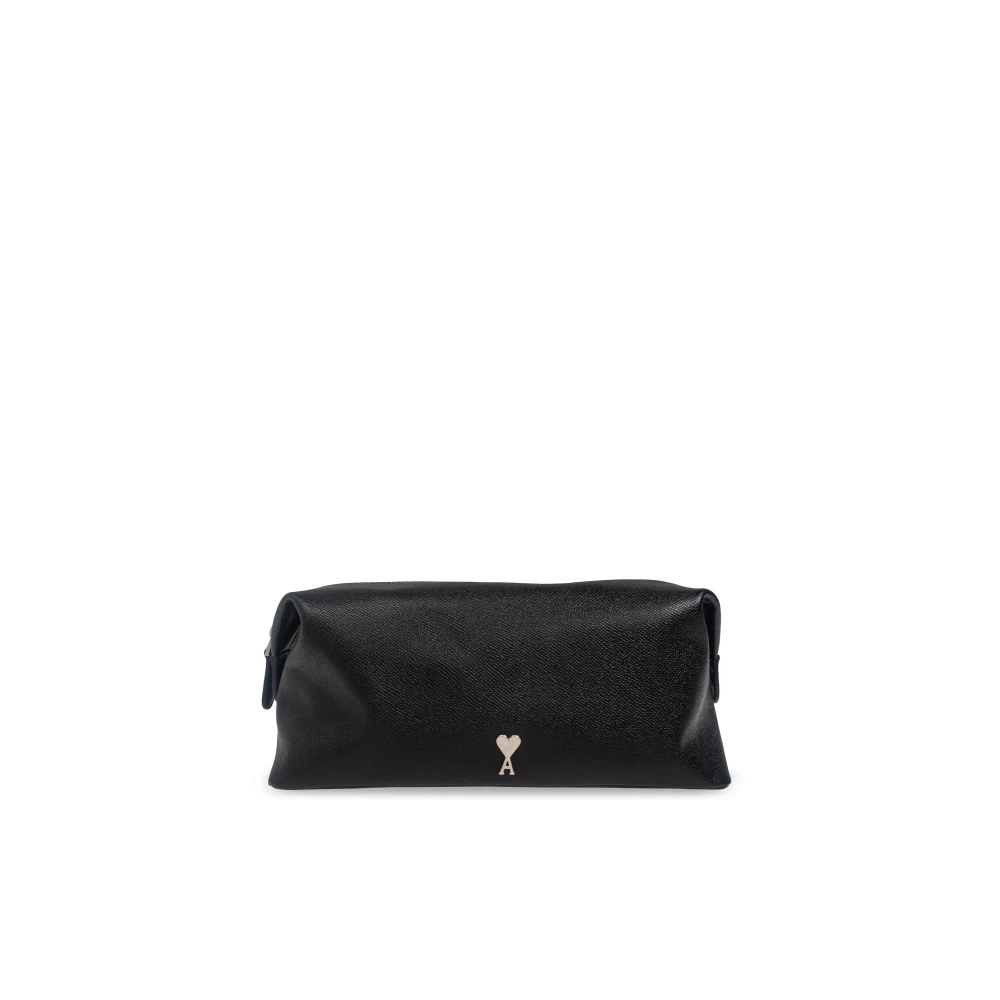 Ami Paris Leren cosmetische tas Black Unisex