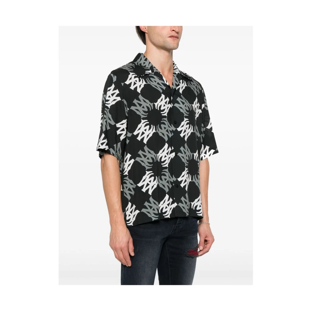 Amiri Camp Collar Korte Mouw Overhemd Black Heren