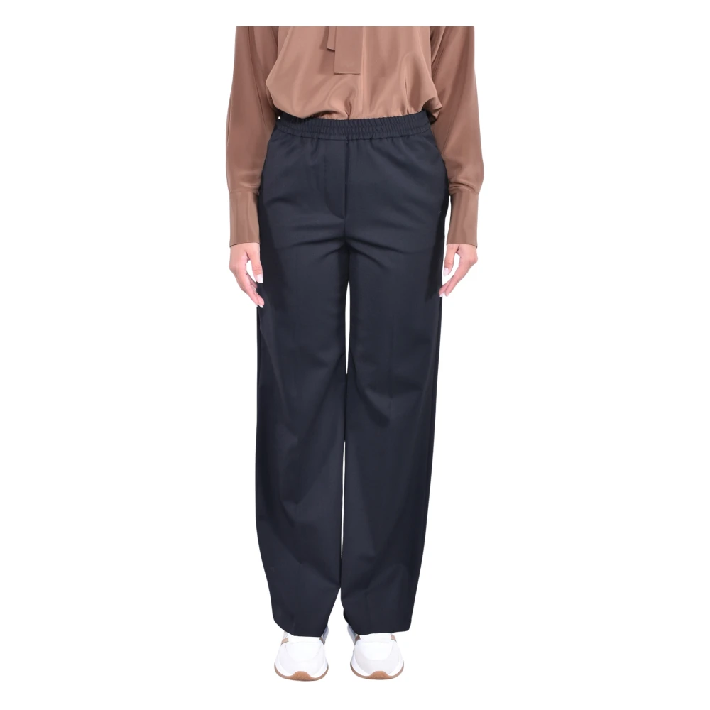 Weekend Max Mara Women's Black Comfort Fit Wool Gabardine Trousers - Wide Trousers - Xs - Trousers