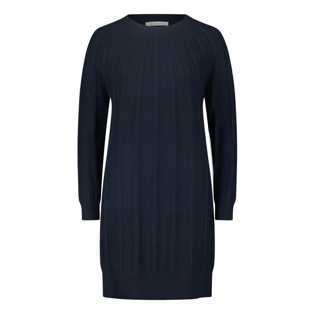 Betty & Co Gebreide jurk met ronde halslijn Blue Dames