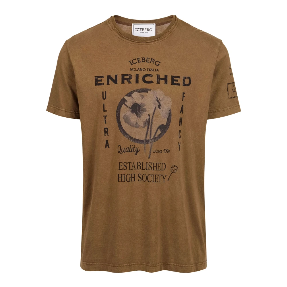 Iceberg Zwart patroon regular-fit katoenen jersey T-shirt Brown Heren