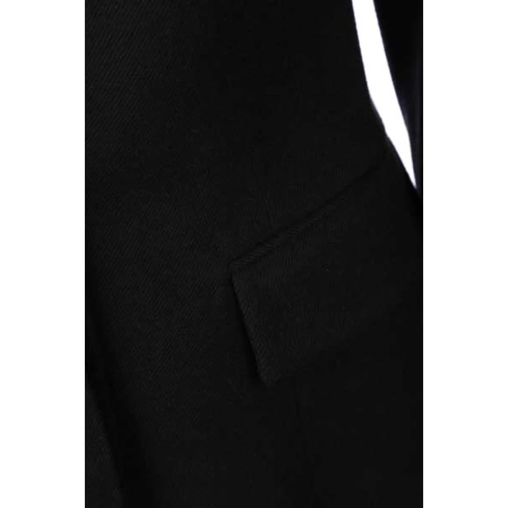Prada Zwarte wollen jas met klassieke revers en verborgen knoopsluiting Black Dames