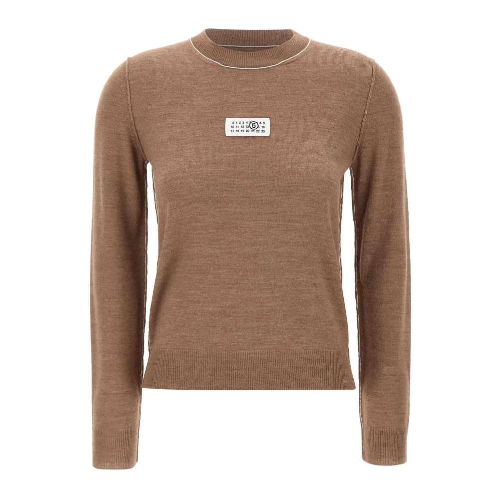 Mm6 Maison Margiela Brown Round-Neck Knitwear, Female, S, Round-Neck Knitwear