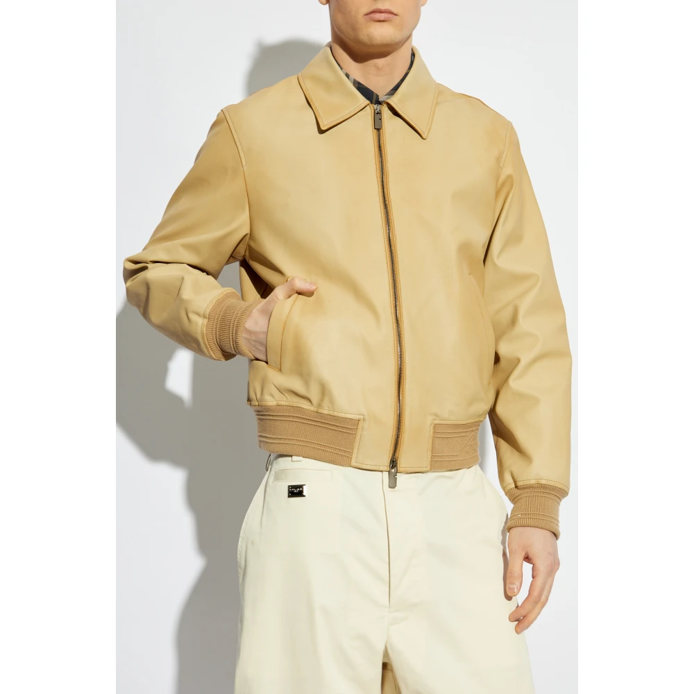 Burberry Leren jas Beige Heren