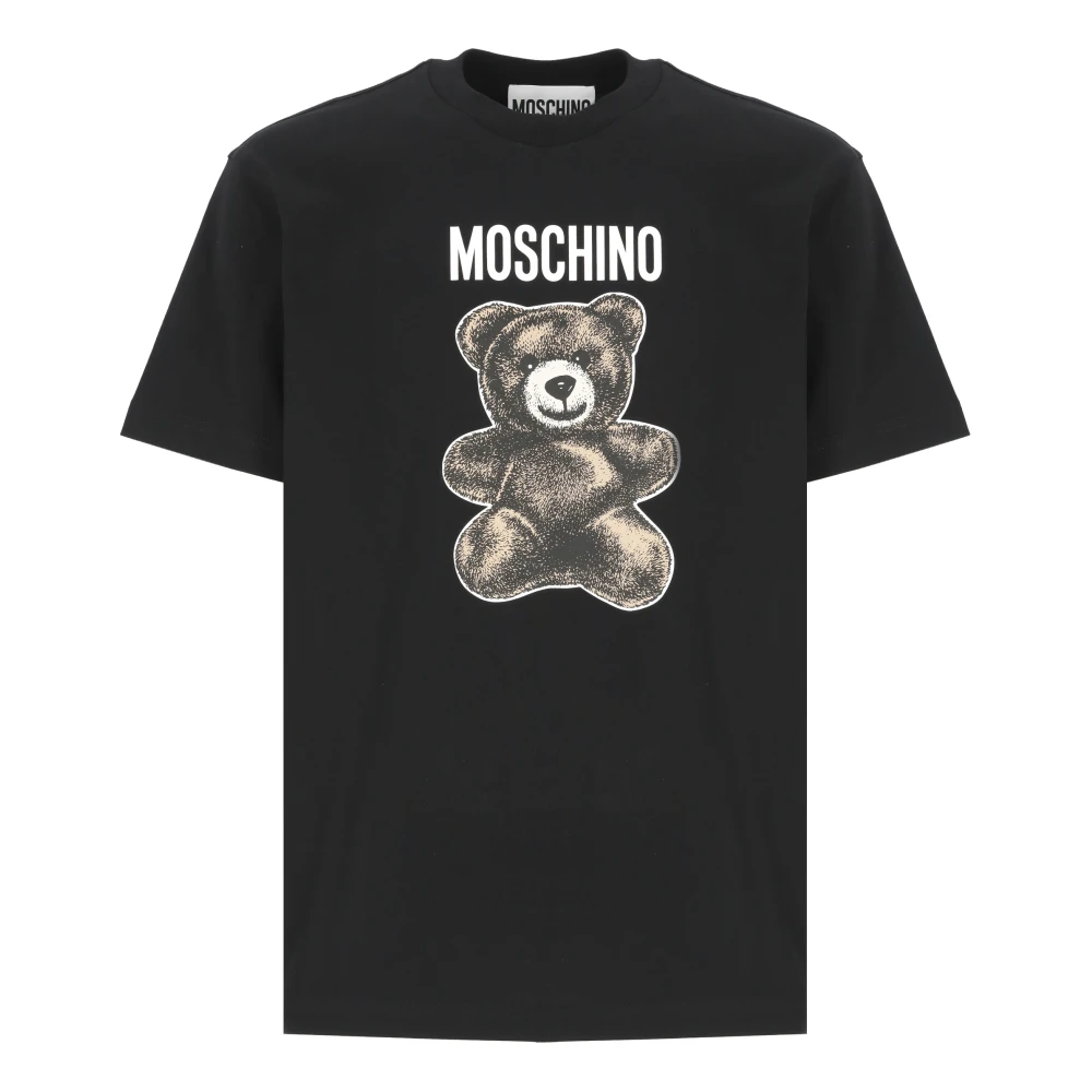 Moschino Zwart Katoenen T-shirt met Logo Print Black Heren