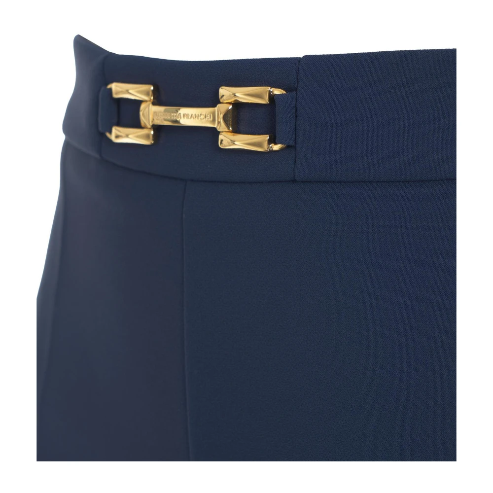 Elisabetta Franchi Blauwe Stretch Crêpe Bermuda Shorts Blue Dames